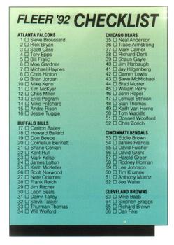 #477 Checklist: 1-125 - Atlanta Falcons / Buffalo Bills / Chicago Bears / Cincinnati Bengals / Cleveland Browns / Dallas Cowboys / Denver Broncos / Detroit Lions - 1992 Fleer Football