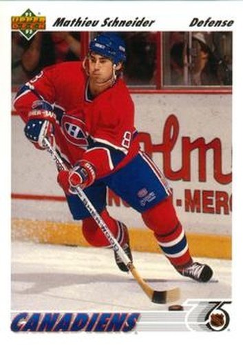 #328 Mathieu Schneider - Montreal Canadiens - 1991-92 Upper Deck Hockey