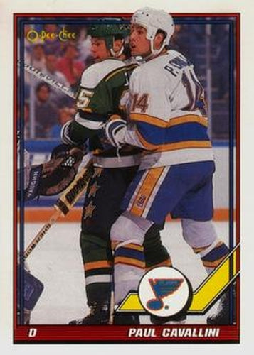 #328 Paul Cavallini - St. Louis Blues - 1991-92 O-Pee-Chee Hockey