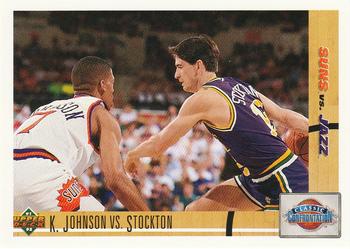 #32 K. Johnson vs. Stockton - Phoenix Suns / Utah Jazz - 1991-92 Upper Deck Basketball