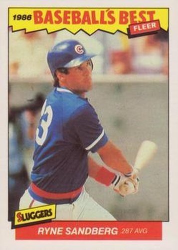 #32 Ryne Sandberg - Chicago Cubs - 1986 Fleer Baseball's Best Sluggers vs. Pitchers Baseball