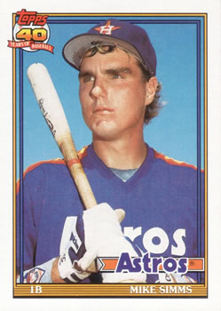 #32 Mike Simms - Houston Astros - 1991 Topps Baseball