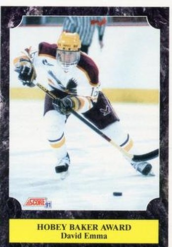 #330 David Emma Hobey Baker Award - Boston College Eagles - 1991-92 Score American Hockey