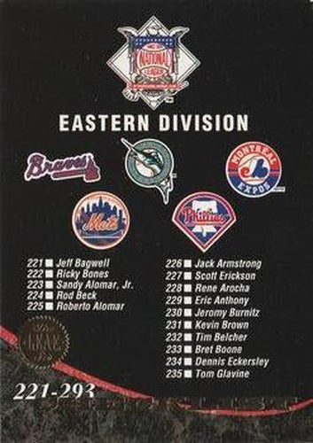 #330 Checklist: 221-293 - Florida Marlins / Montreal Expos / Philadelphia Phillies / Atlanta Braves / New York Mets - 1994 Leaf Baseball