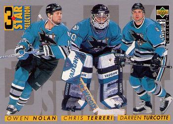#330 Owen Nolan / Darren Turcotte / Chris Terreri - San Jose Sharks - 1996-97 Collector's Choice Hockey