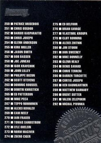 #330 Checklist - 1994-95 Donruss Hockey