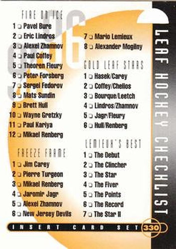 #330 Checklist - 1995-96 Leaf Hockey