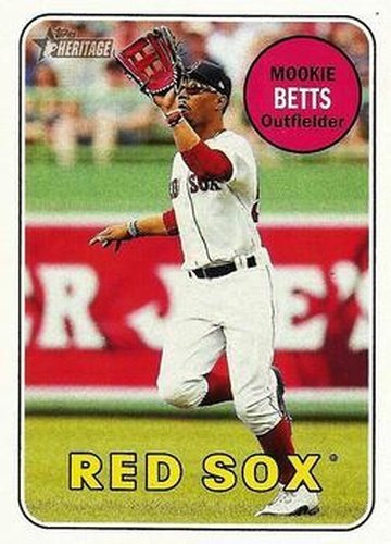 #330c Mookie Betts - Boston Red Sox - 2018 Topps Heritage Baseball