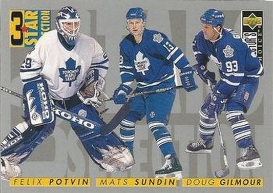 #332 Doug Gilmour / Felix Potvin / Mats Sundin - Toronto Maple Leafs - 1996-97 Collector's Choice Hockey