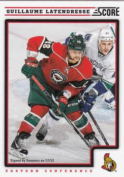 #332 Guillaume Latendresse - Ottawa Senators - 2012-13 Score Hockey