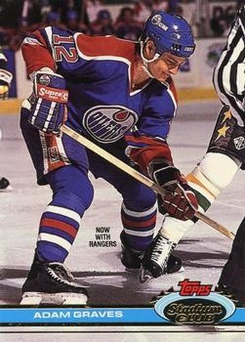 #332 Adam Graves - New York Rangers - 1991-92 Stadium Club Hockey