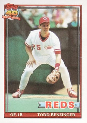 #334 Todd Benzinger - Cincinnati Reds - 1991 Topps Baseball