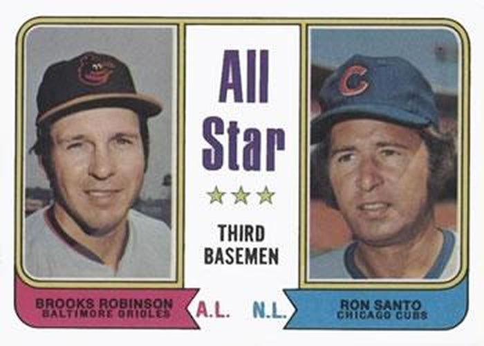 #334 All-Star Third Basemen Brooks Robinson / Ron Santo - Baltimore Orioles / Chicago Cubs - 1974 Topps Baseball