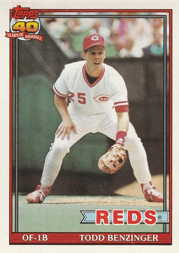 #334 Todd Benzinger - Cincinnati Reds - 1991 O-Pee-Chee Baseball