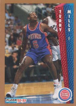 #334 Terry Mills - Detroit Pistons - 1992-93 Fleer Basketball