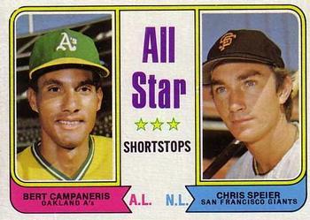 #335 All-Star Shortstops Bert Campaneris / Chris Speier - Oakland Athletics / San Francisco Giants - 1974 Topps Baseball