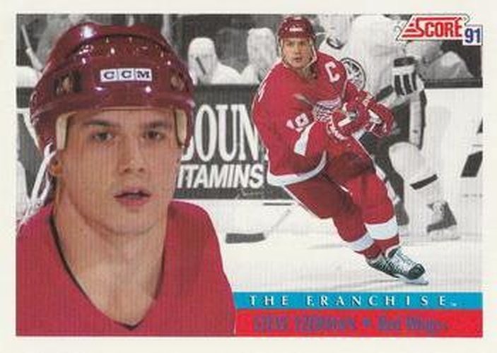 #335 Steve Yzerman - Detroit Red Wings - 1991-92 Score Canadian Bilingual Hockey