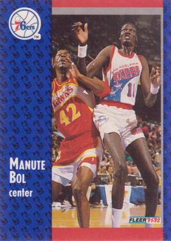 #335 Manute Bol - Philadelphia 76ers - 1991-92 Fleer Basketball