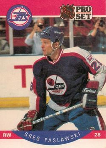 #336 Greg Paslawski - Winnipeg Jets - 1990-91 Pro Set Hockey