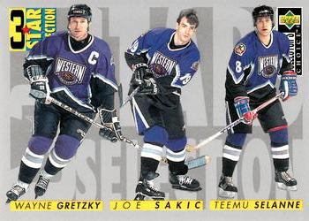 #336 Wayne Gretzky / Teemu Selanne / Joe Sakic - Los Angeles Kings / Colorado Avalanche / Anaheim Mighty Ducks - 1996-97 Collector's Choice Hockey