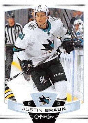 #336 Justin Braun - San Jose Sharks - 2019-20 O-Pee-Chee Hockey