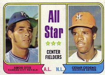 #337 All-Star Center Fielders Amos Otis / Cesar Cedeno - Kansas City Royals / Houston Astros - 1974 Topps Baseball