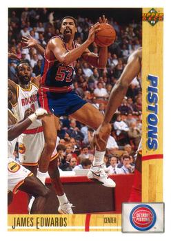 #338 James Edwards - Detroit Pistons - 1991-92 Upper Deck Basketball