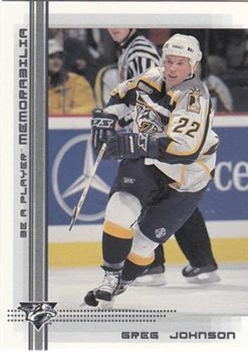 #338 Greg Johnson - Nashville Predators - 2000-01 Be a Player Memorabilia Hockey