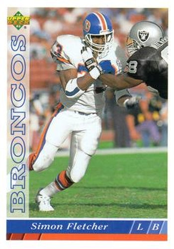 #338 Simon Fletcher - Denver Broncos - 1993 Upper Deck Football