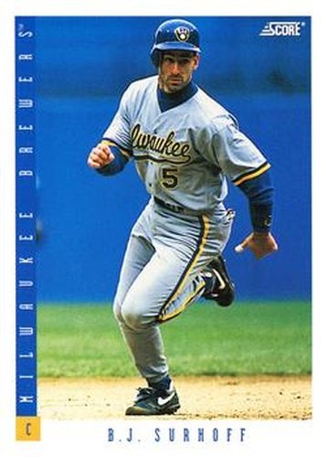 #33 B.J. Surhoff - Milwaukee Brewers - 1993 Score Baseball