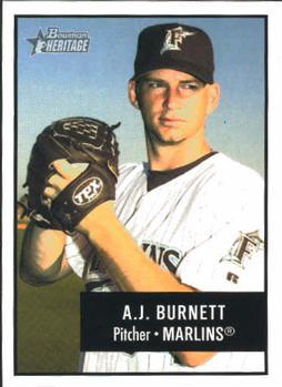 #33 A.J. Burnett - Florida Marlins - 2003 Bowman Heritage Baseball