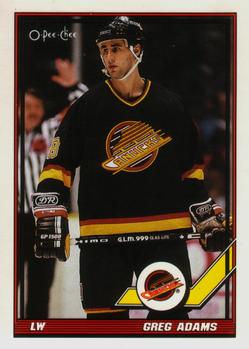 #340 Greg Adams - Vancouver Canucks - 1991-92 O-Pee-Chee Hockey