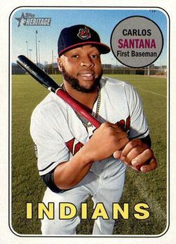 #340 Carlos Santana - Cleveland Indians - 2018 Topps Heritage Baseball