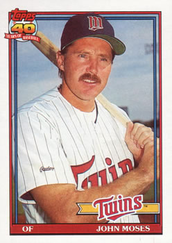 #341 John Moses - Minnesota Twins - 1991 Topps Baseball