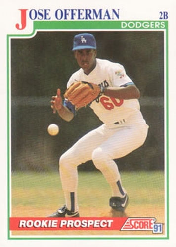 #343 Jose Offerman - Los Angeles Dodgers - 1991 Score Baseball