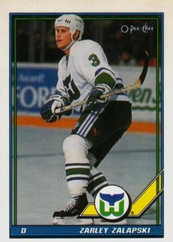 #344 Zarley Zalapski - Hartford Whalers - 1991-92 O-Pee-Chee Hockey