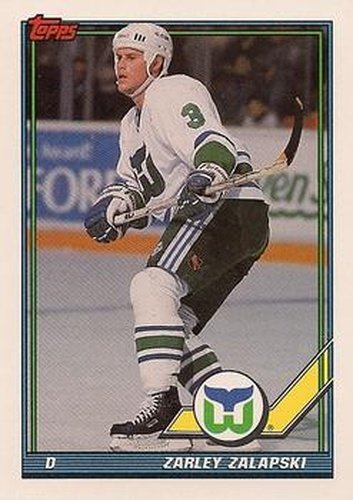 #344 Zarley Zalapski - Hartford Whalers - 1991-92 Topps Hockey