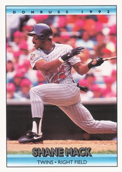#345 Shane Mack - Minnesota Twins - 1992 Donruss Baseball
