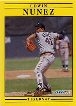 #345 Edwin Nunez - Detroit Tigers - 1991 Fleer Baseball