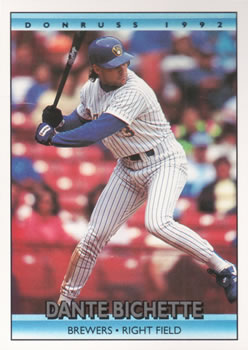#347 Dante Bichette - Milwaukee Brewers - 1992 Donruss Baseball