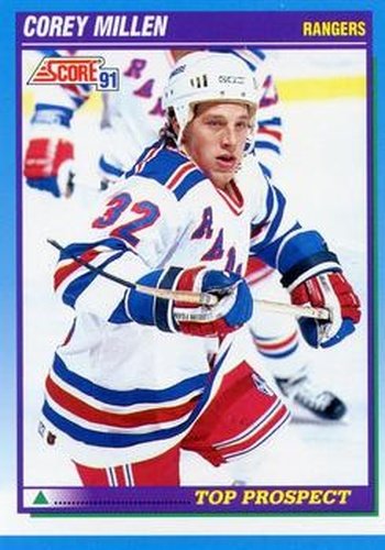 #348 Corey Millen - New York Rangers - 1991-92 Score Canadian Hockey