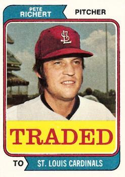 #348T Pete Richert - St. Louis Cardinals - 1974 Topps - Traded Baseball