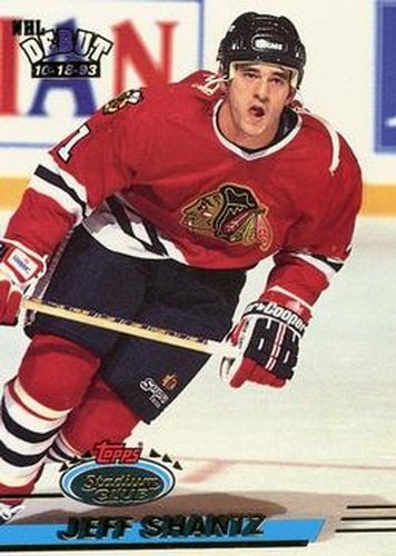 #348 Jeff Shantz - Chicago Blackhawks - 1993-94 Stadium Club Hockey