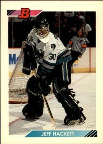 #348 Jeff Hackett - San Jose Sharks - 1992-93 Bowman Hockey