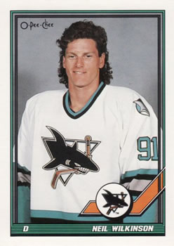 #348 Neil Wilkinson - San Jose Sharks - 1991-92 O-Pee-Chee Hockey