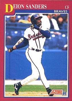#34T Deion Sanders - Atlanta Braves - 1991 Score Rookie & Traded Baseball