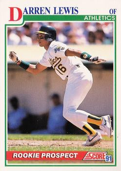 #350 Darren Lewis - Oakland Athletics - 1991 Score Baseball