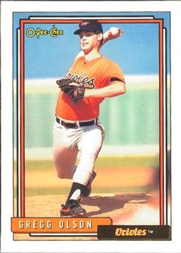 #350 Gregg Olson - Baltimore Orioles - 1992 O-Pee-Chee Baseball