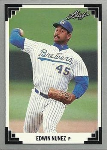 #352 Edwin Nunez - Milwaukee Brewers - 1991 Leaf Baseball