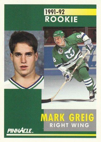 #352 Mark Greig - Hartford Whalers - 1991-92 Pinnacle Hockey
